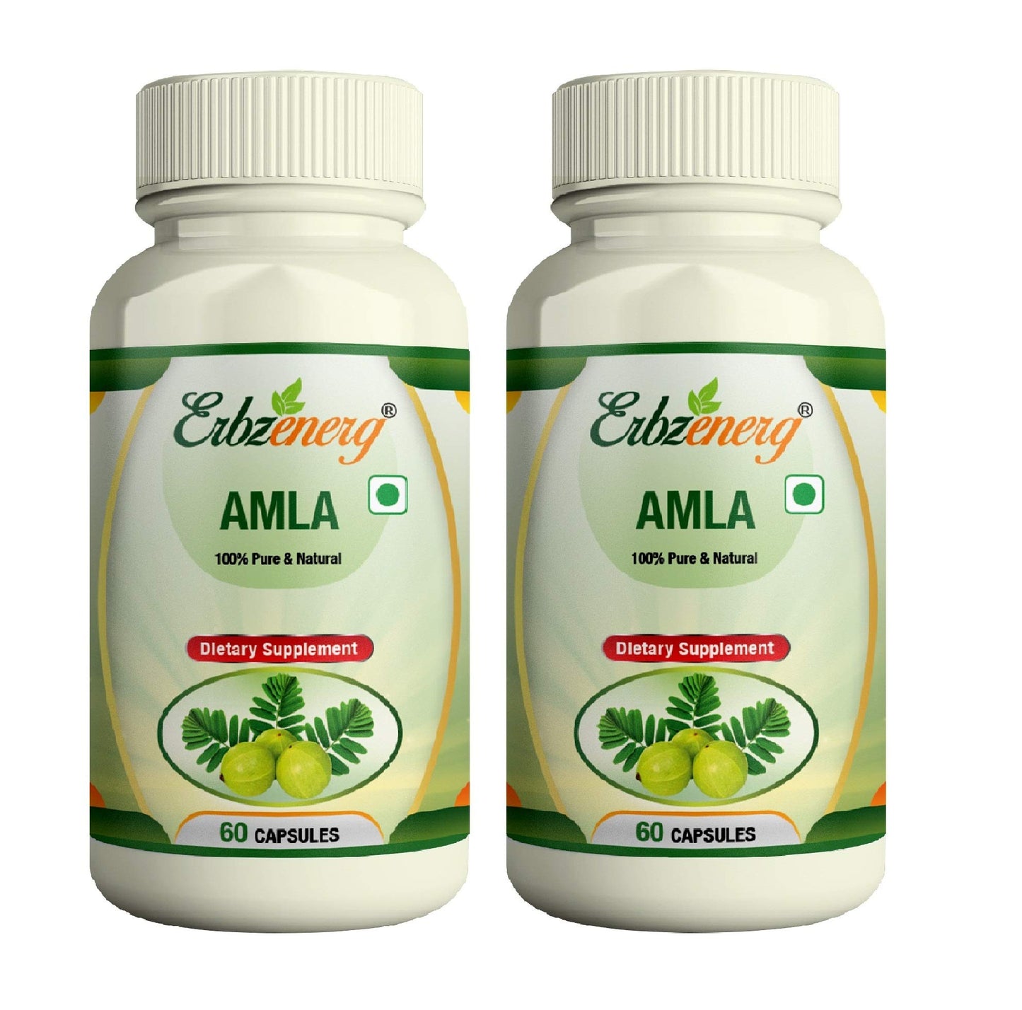 ERBZENERG Organic Amla (Phyllanthus emblica) Amalaki/amalaka 60 Capsules (Pack of 2)