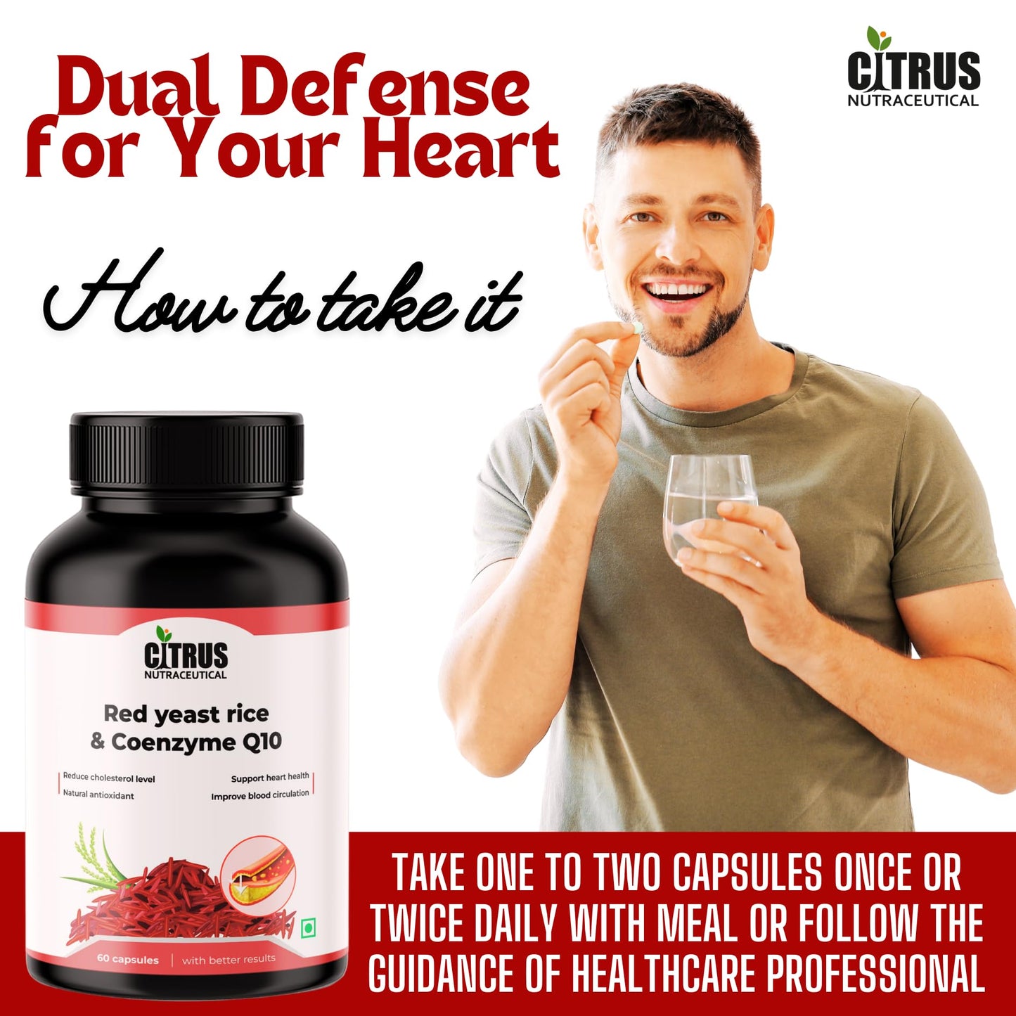 CITRUS NUTRACEUTICAL Red Yeast Rice 600mg & CoQ10 100mg Capsules