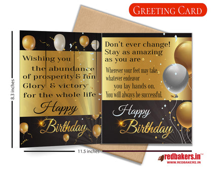 redbakers.in Happy Birthday Chocolate Gift Box & Greeting Card Combo Gift pack (TIKGolden)