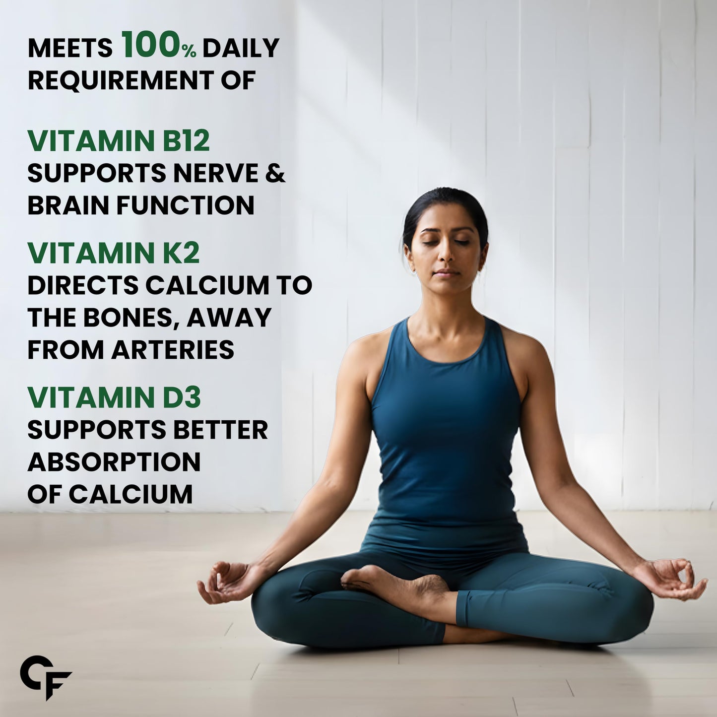 Carbamide Forte Veg Calcium And Vitamin D3 Tablets | Calcium Tablets for Women & Men | Calcium Magnesium Zinc Supplement With Vitamin D3 + K2 MK7 To Support Bones health , Joints & Immunity - 60 Tablets