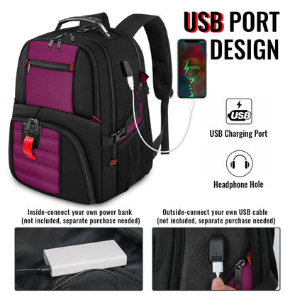College Backpack, Extra Large Backpacks with USB Charging Port and Lugg- image 7