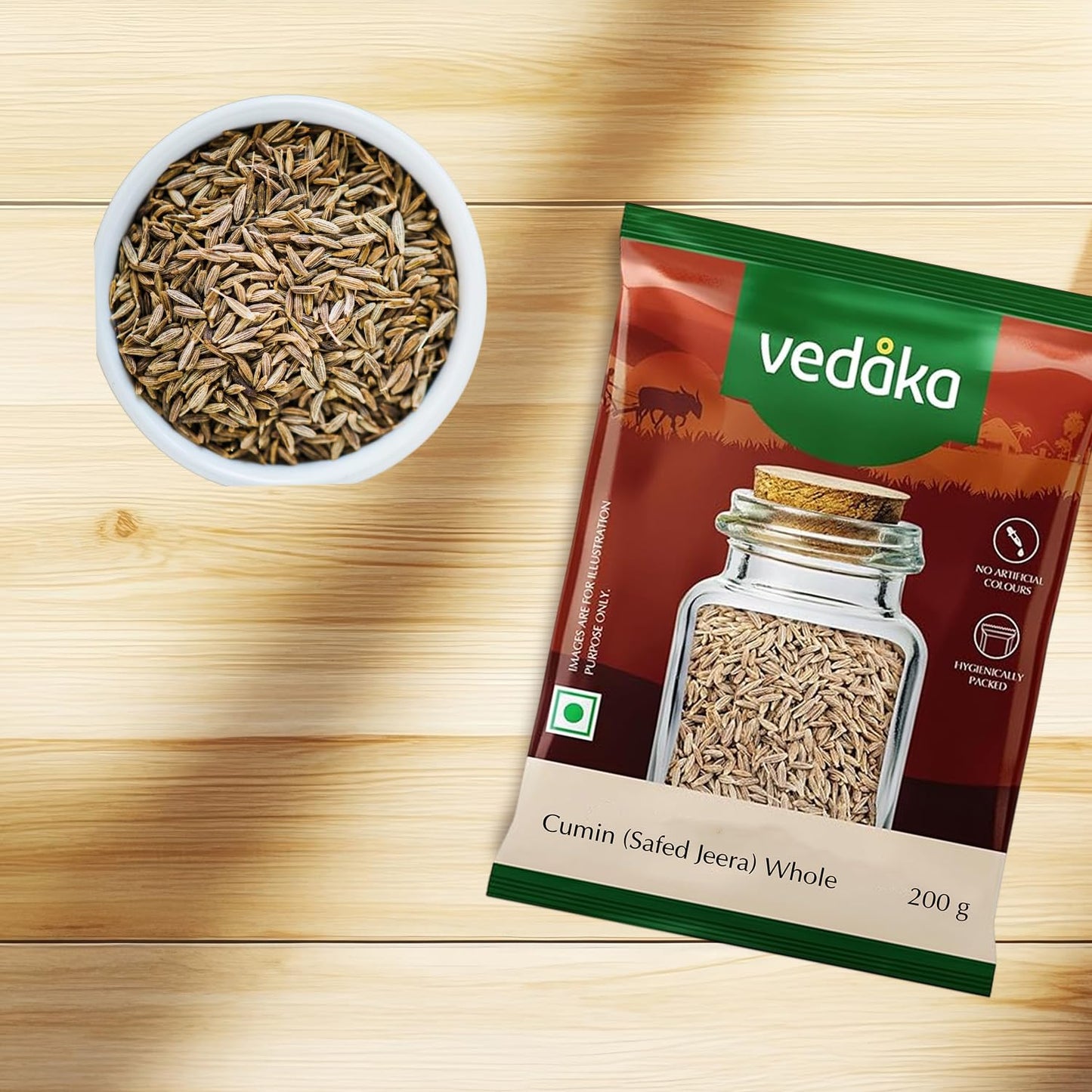 Amazon Brand - Vedaka Whole Jeera (Cumin), 200g