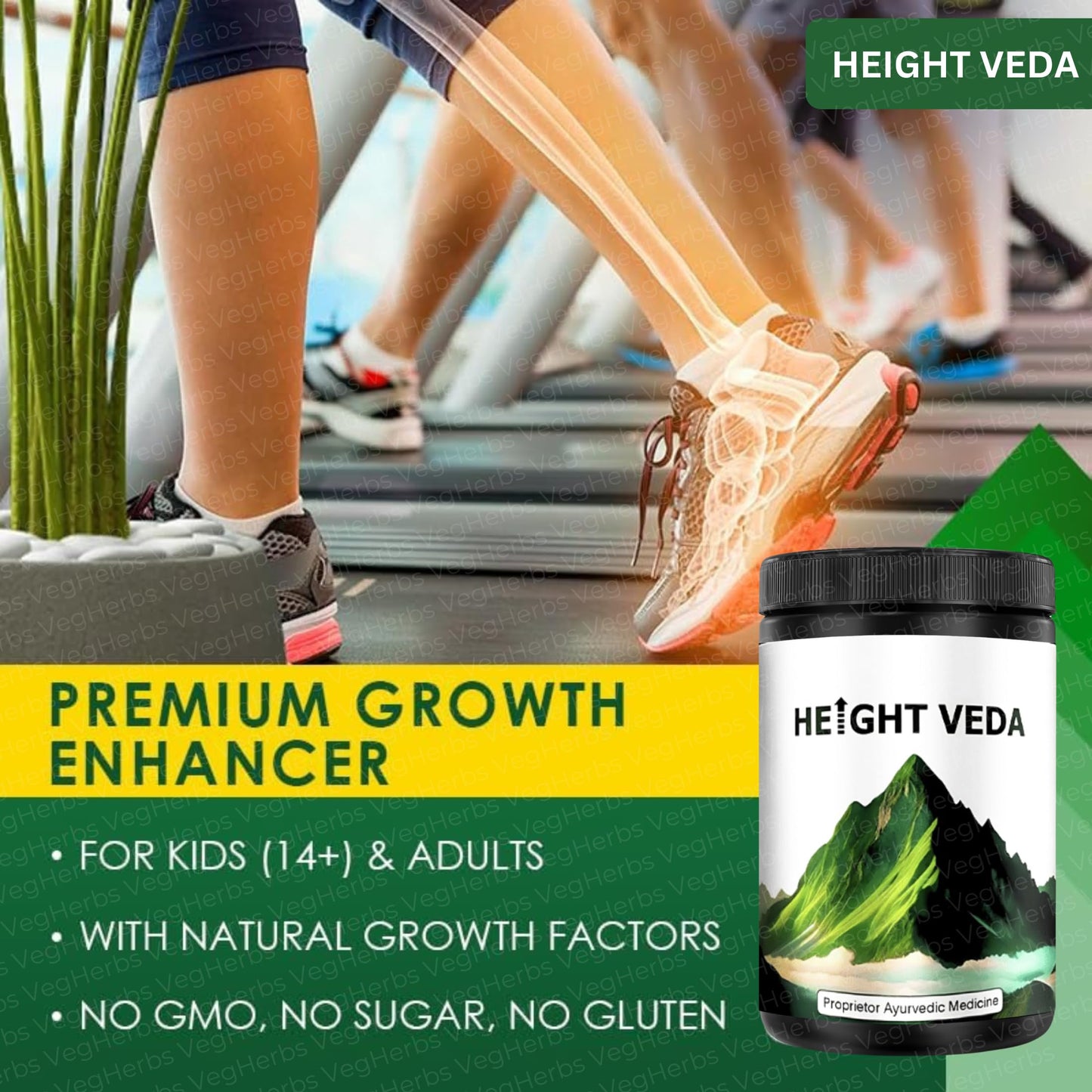 VegHerbs Original Height Veda Supreme Formula Powder 400gm with Double- image 5