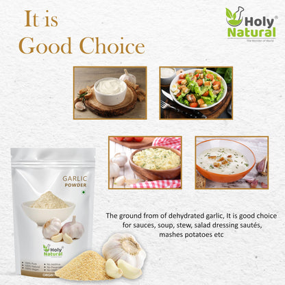 Holy Natural Garlic Powder (100 gm) | Ready To Use Lahesun Powder | For Garlic Bread, Soup, Sabji, Sauces etc.