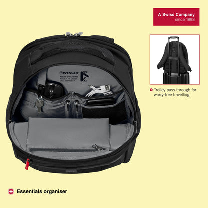 WENGER, New Essentials 2023, XE Professional 15.6 inches Laptop Backpack (23 liters), 44 cm, Recycled Polyester PVC, Black, 612739 | Swiss Designed