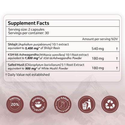 Purely Yours Shilajit/Shilajeet Capsules w/ 80% Fulvic Acid & KSM 66 As- image 5