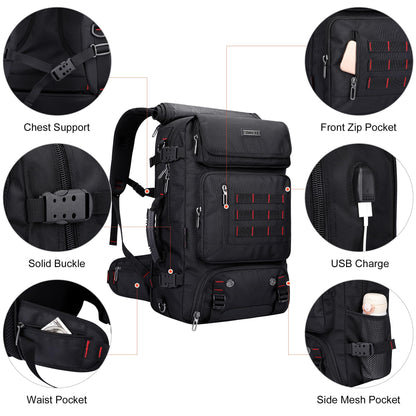 WITZMAN Carry on Travel Backpack for Men Airline Approved Convertible Nylon Luggage Backpack (B682 Balck)