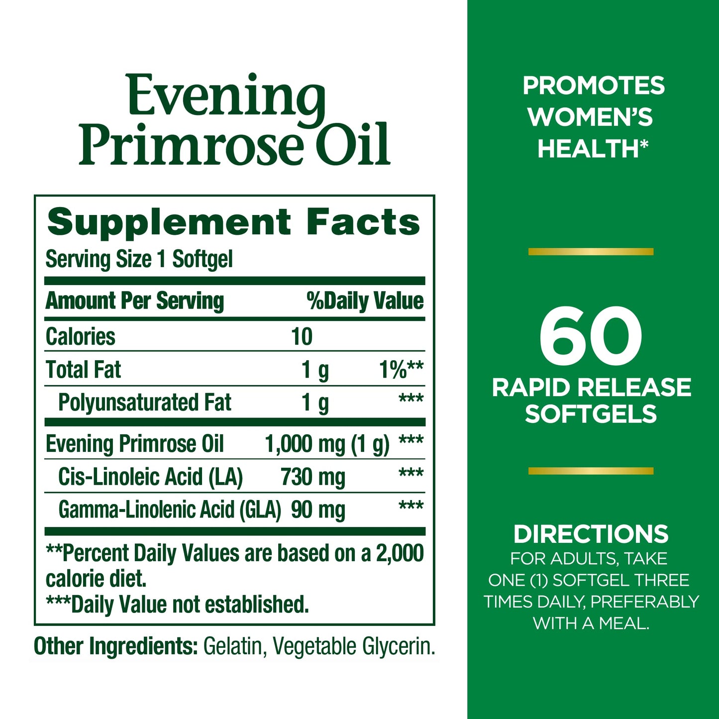 Nature's Bounty Evening Primrose Oil 1000 mg Tablet, 60 Softgels