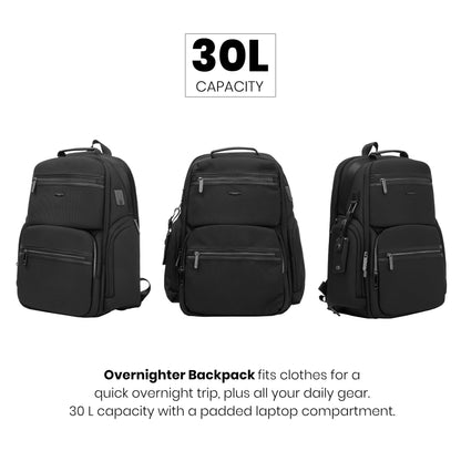 ICON The Overnighter Laptop Backpack 30L Large | Durable Oxford Fabric, Fits 15.6" Laptops | USB Charging Port, Luggage Sleeve | Water-Resistant, Multipurpose Unisex Bag for Short Trips.