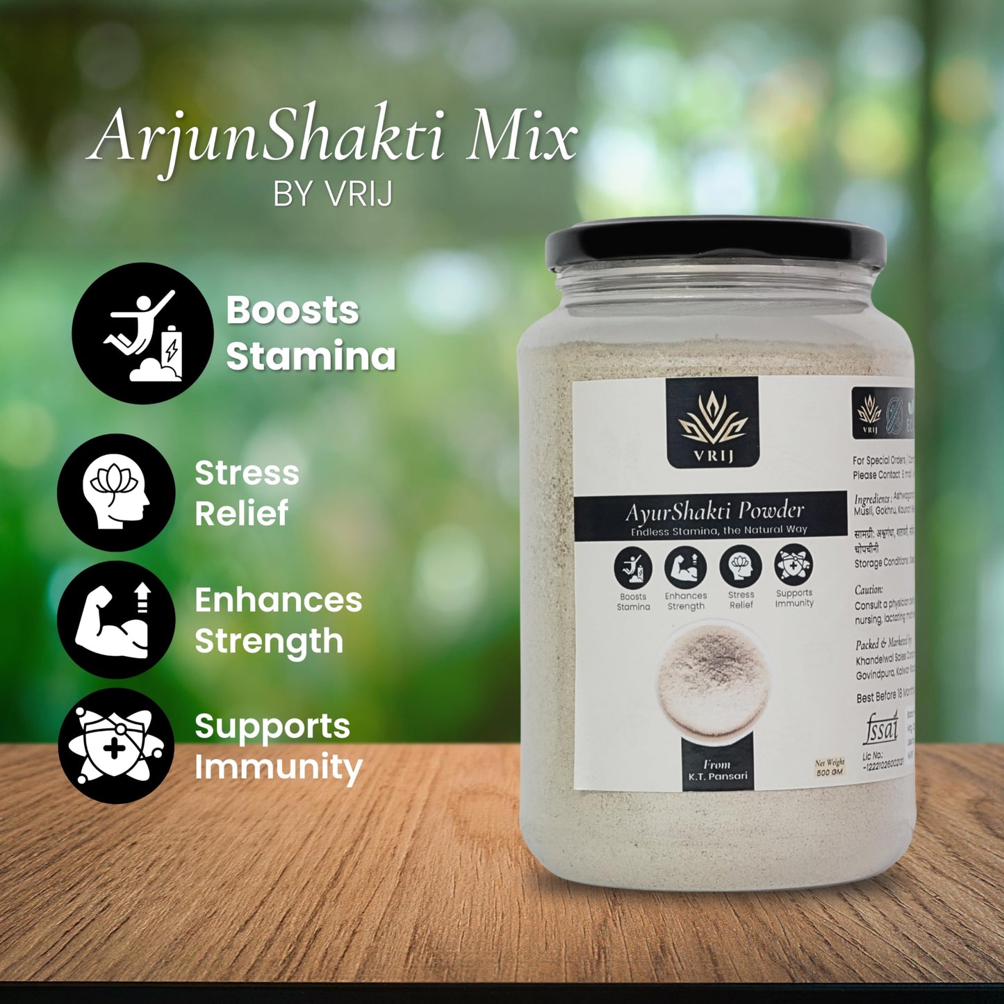 VRIJ Ayurshakti Powder | 500G | Energy | Stamina | Stress Relief | Ashw- image 5