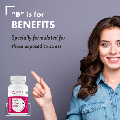Mypro Sport Nutrition Vitamin B Complex, High Potency Formula Vitamins Heart Health-Nervous System Support-Supports Energy Metabolism-Vegan, Gluten-Free-120 Capsule For Men & Women