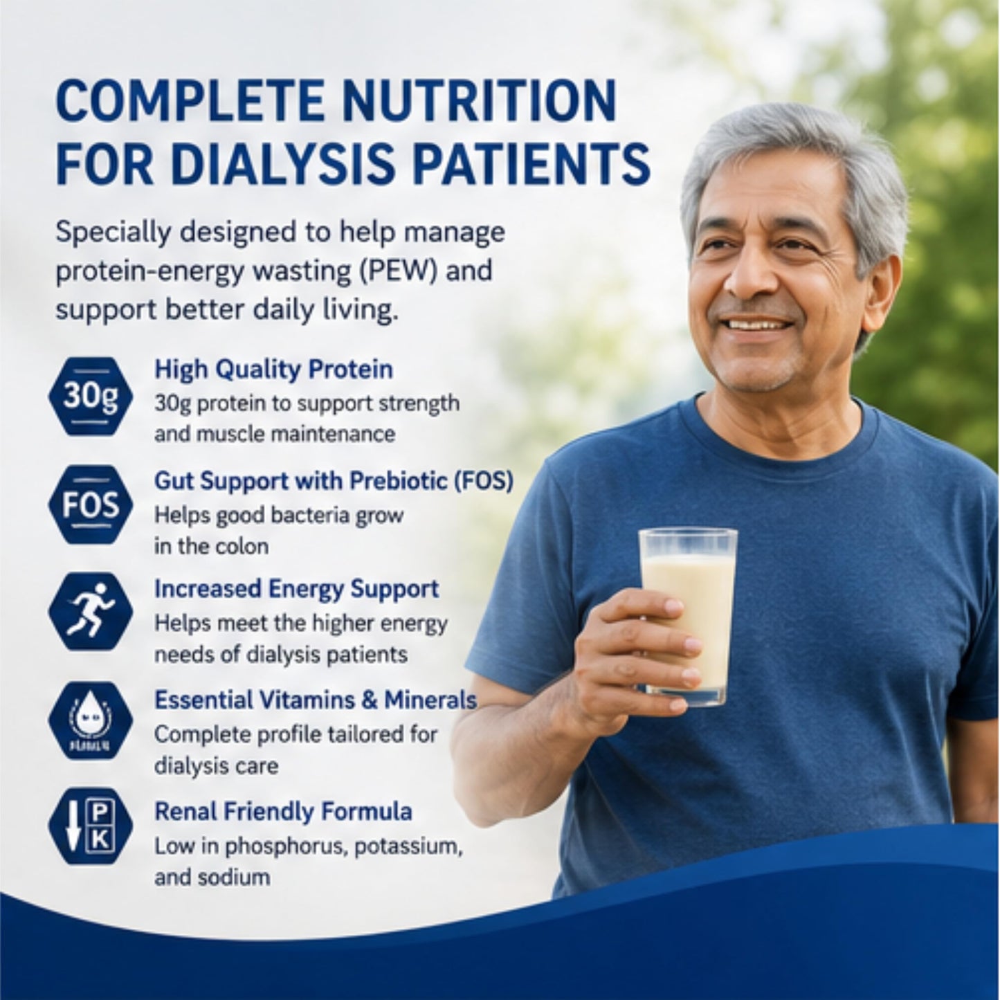 Renal HP Protein Powder 400g | Kidney Care Nutrition for Dialysis Patients | Low Potassium Low Phosphorus | High Protein Renal Supplement | Sugar-Free Clinical Nutrition | Pack of 1