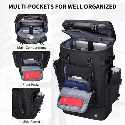 WITZMAN Travel Backpack for Men Carry on Bags for Airline Approved Convertible Duffle Luggage Backpack with Shoe Compartment（B691 Black）