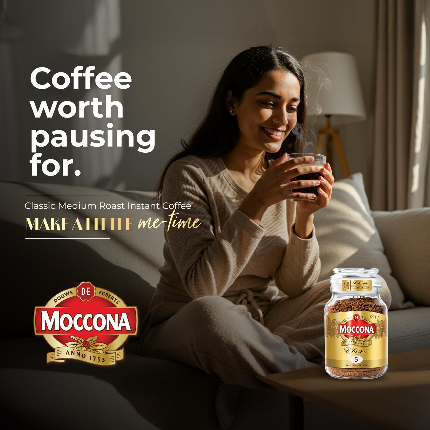 Moccona Classic Medium Roast Instant Coffee 100g | Imported Coffee | Premium Arabica & Robusta Blend | Freeze-Dried | Bold & Strong Flavor