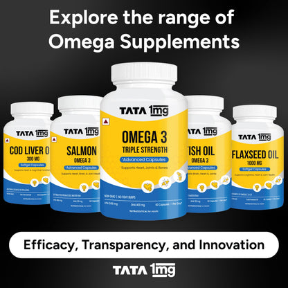 Tata 1mg Triple Strength Omega 3 Fish Oil Supplement - 1250mg (60 Capsu- image 2