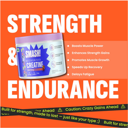 SMASH Micronised Creatine Monohydrate Powder, Fruit Frenzy (30 Servings, 120g)