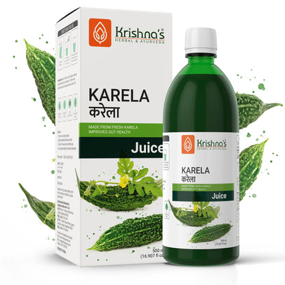 Krishna's Karela Juice - 500 ml | Fresh Karela | Ayurevedic Formulation to maintain Sugar Level | Enriched with Vitamin C - Vitamin A | Sugar free Juice with No Added Color or Flavour