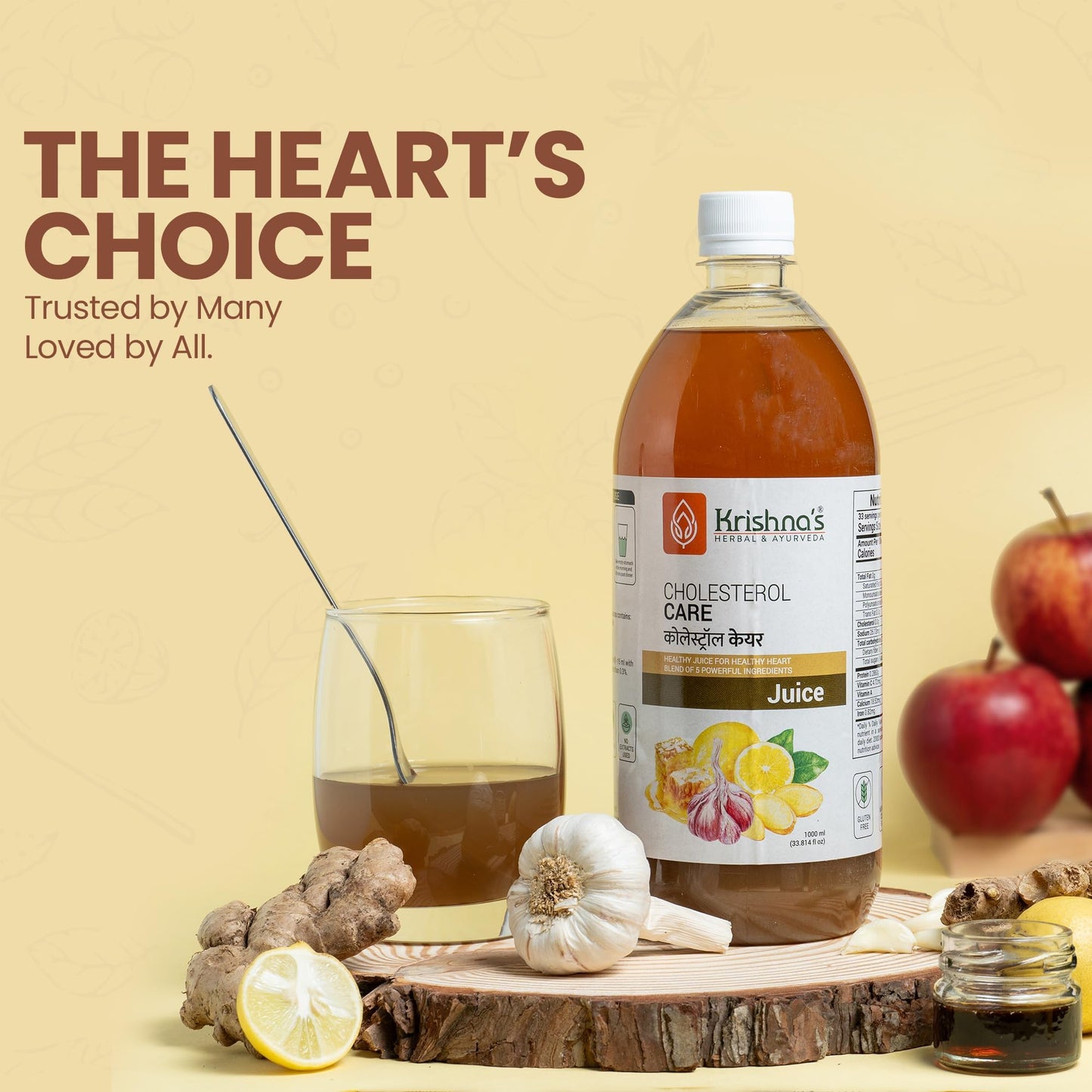 KRISHNA's HERBAL & AYURVEDA Cholesterol Care Juice - 500 Ml | Contains Honey With Apple Cider Ginger Garlic, Sugar Free, Health Drink