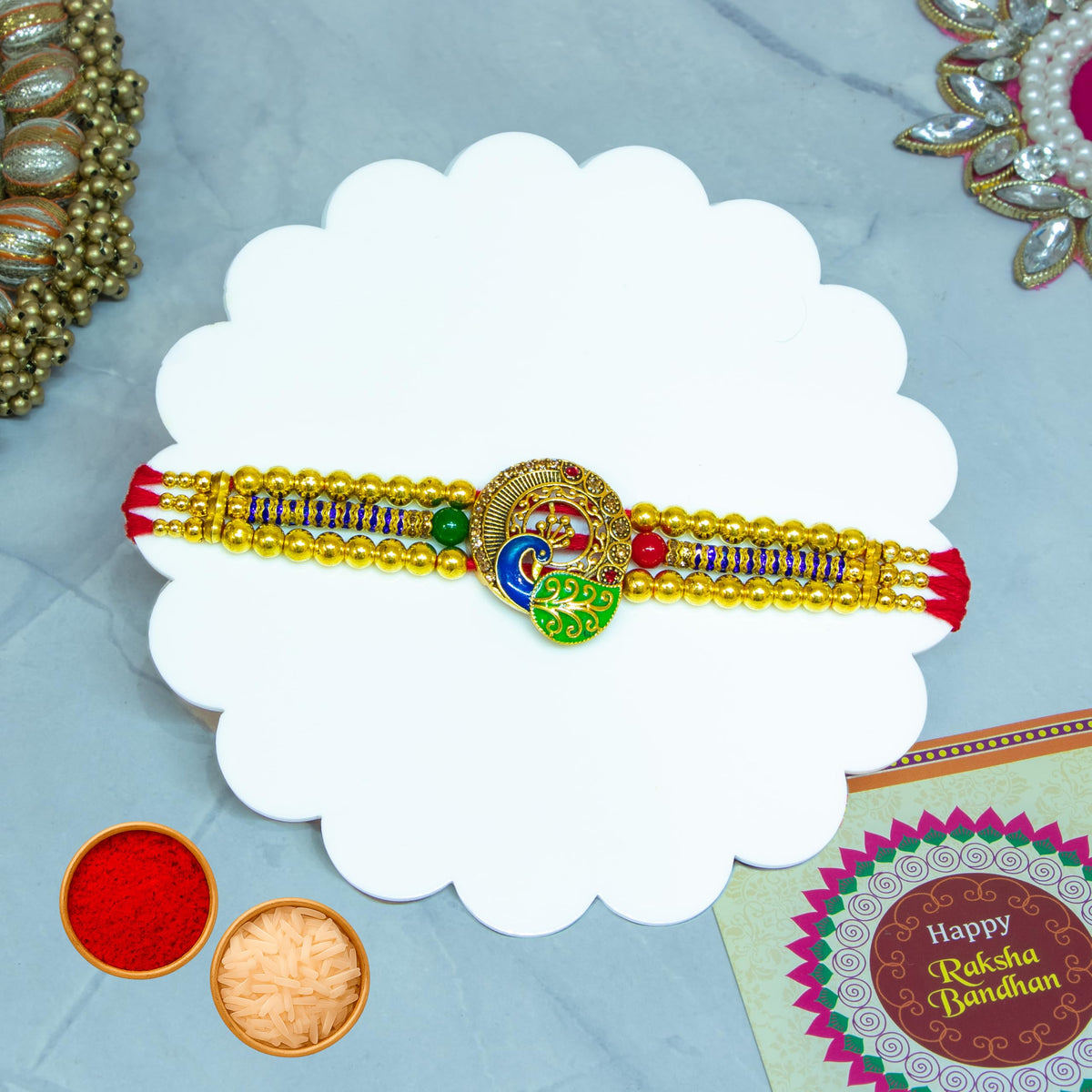 Canton Rakhi For Brother With Chocolate Gift Hamper, Rakhi With Chocolate, Pack of 1 Designer Rakhi For brother (Design-21)