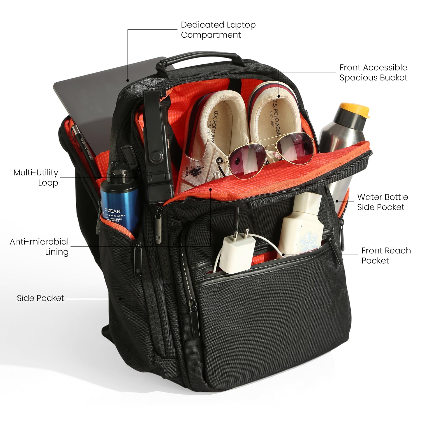 ICON The Overnighter Laptop Backpack 30L Large | Durable Oxford Fabric, Fits 15.6" Laptops | USB Charging Port, Luggage Sleeve | Water-Resistant, Multipurpose Unisex Bag for Short Trips.