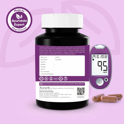Ayuearth Dybeza | Diabetes Care Capsule | Diabetes Care Capsule Ayurvedic | Helps Control Blood Sugar Levels | Blood Sugar Control Tablets | 60 Veg Capsules