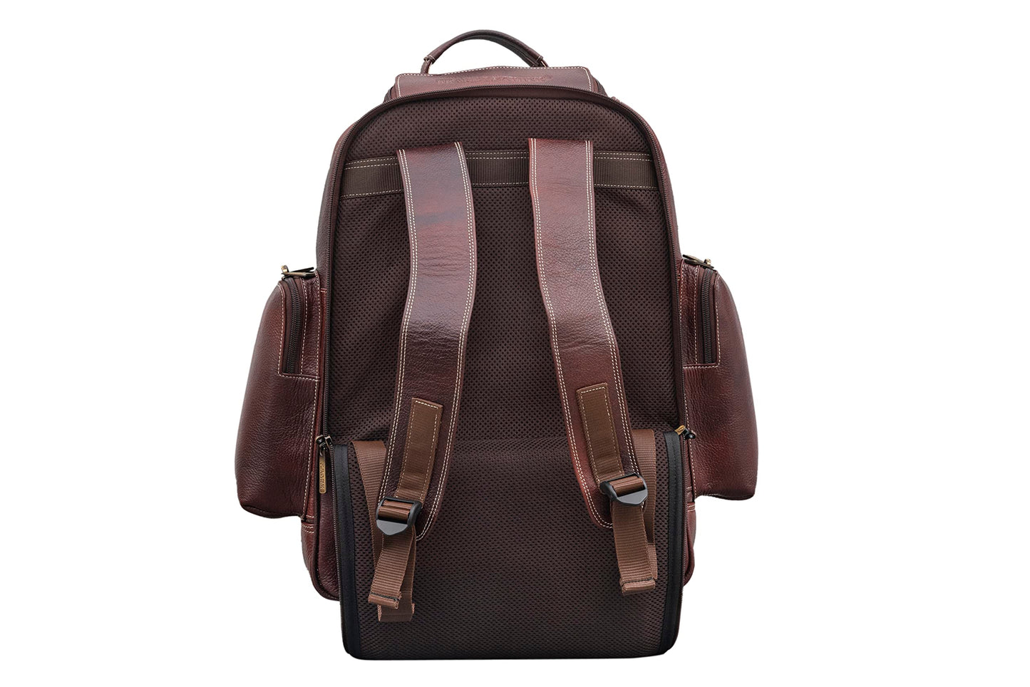 BRAND LEATHER Rolling Backpack Wheeled Laptop Backpack for Travel, Trolley Luggage Suitcase Compact Business Bag Student Laptop Bag for Men Women (BROWN)