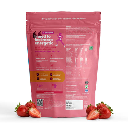 Gytree Berry Blast Plant-Based Protein for Women | Brown Rice & Pea Protein | 24g Protein per Serving | Ashwagandha, Shatavari, Curcumin | Vegan, Gluten-Free, No Added Sugar | 500g