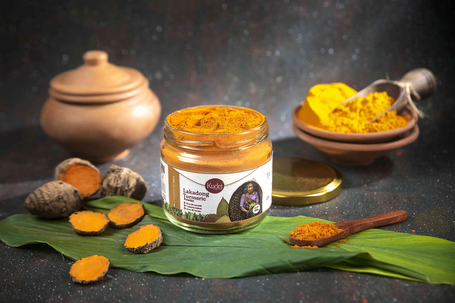 Kudej Lakadong Turmeric Powder with highest curcumin upto 9% from Meghalaya Hills| 100% Organically grown, Best haldi powder for Cooking and skin with fresh aroma| Boosts Daily health,150gms