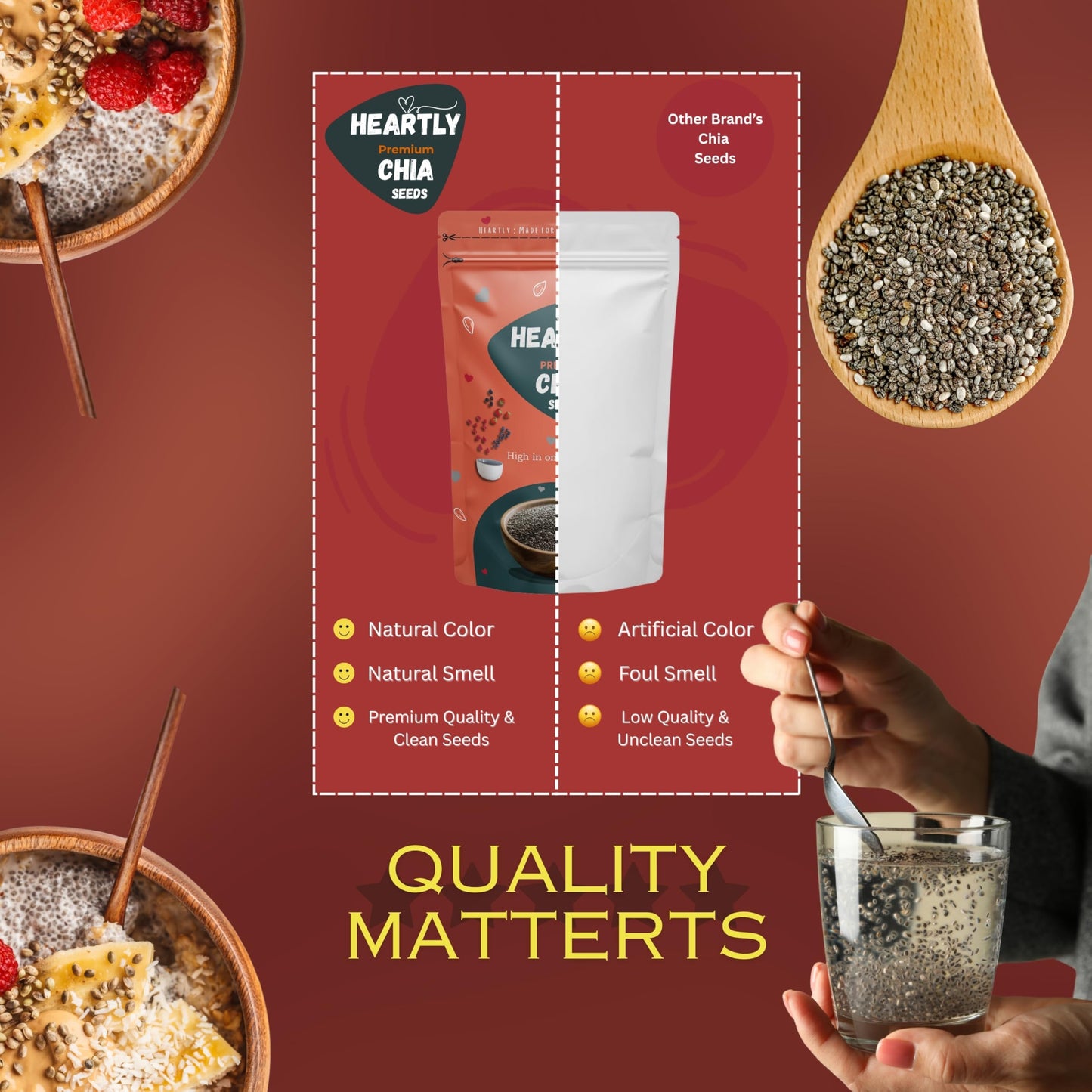 Heartly Chia Seeds 200g- Healthy Raw Seeds | Clean Chia Seeds for Eating | Healthy Snacks | Calcium and Protein Rich Seeds