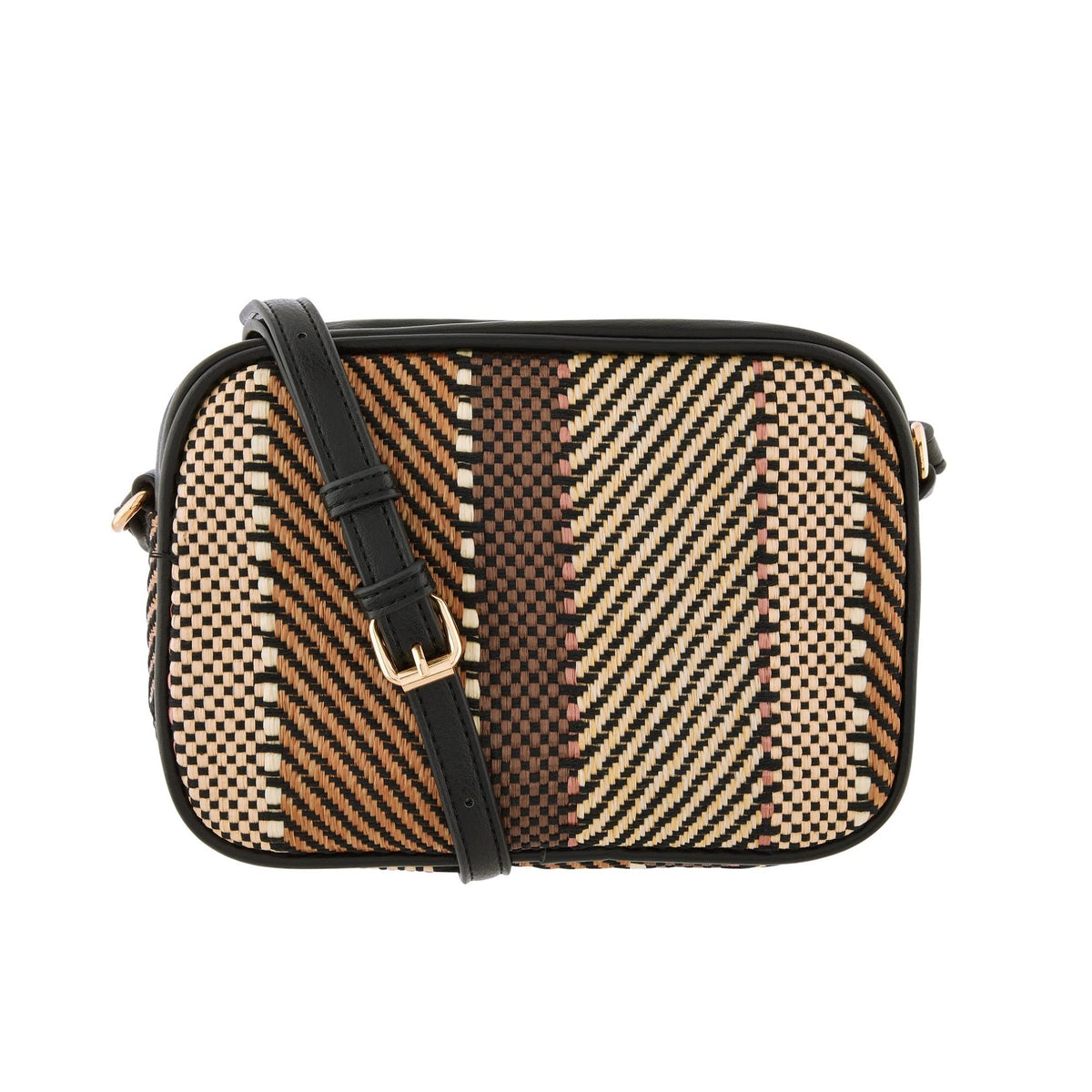 Accessorize London Women's Faux Leather Darks-Multi Aztec Textile Camera Bag