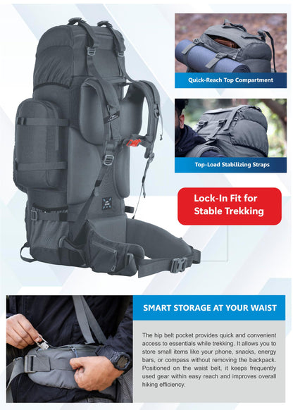 TRAWOC WILDWING 95L (80+15) Internal Frame Trekking Backpack with 15L Detachable Daypack, Rain Cover, Shoe Compartment & Adjustable Fit. Large Rucksack for Travel, Hiking & Camping | 3-Year Warranty