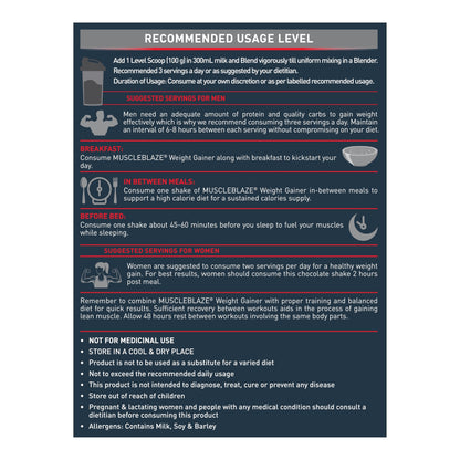 MuscleBlaze Weight Gainer with Added Digezyme (Chocolate, 1kg / 2.2lbs,- image 5