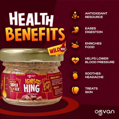 Ogvan Ignis 100% Pure Hing Granules Wild 10g| Strongest Pure Asafoetida| Lab tested Premium Hing from Hathras| Gluten-Free| No Atta| No Maida| Chemical-Free| Organic | Fresh Tazaki Nukra