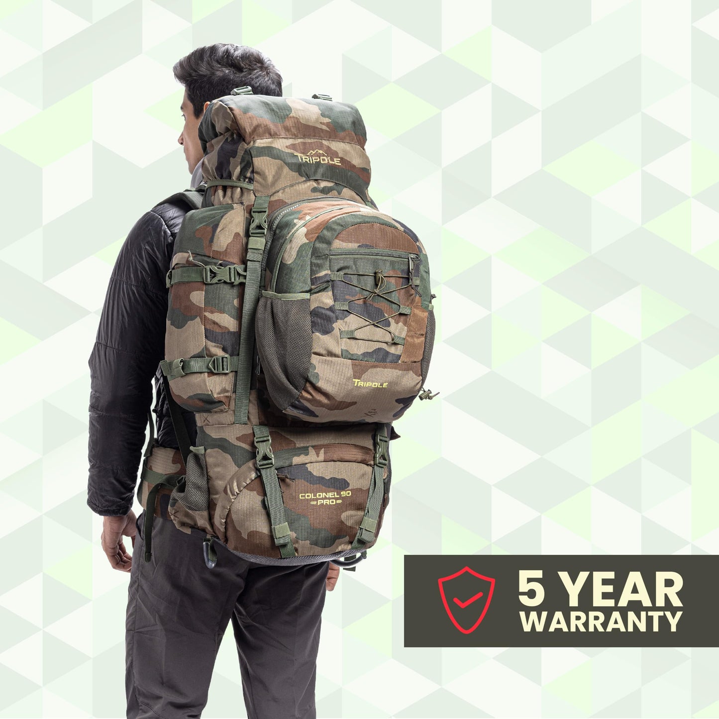 TRIPOLE Colonel Pro Metal Frame Rucksack with Detachable Day Pack and Rain Cover for Trekking and Travelling | 5 Year Warranty