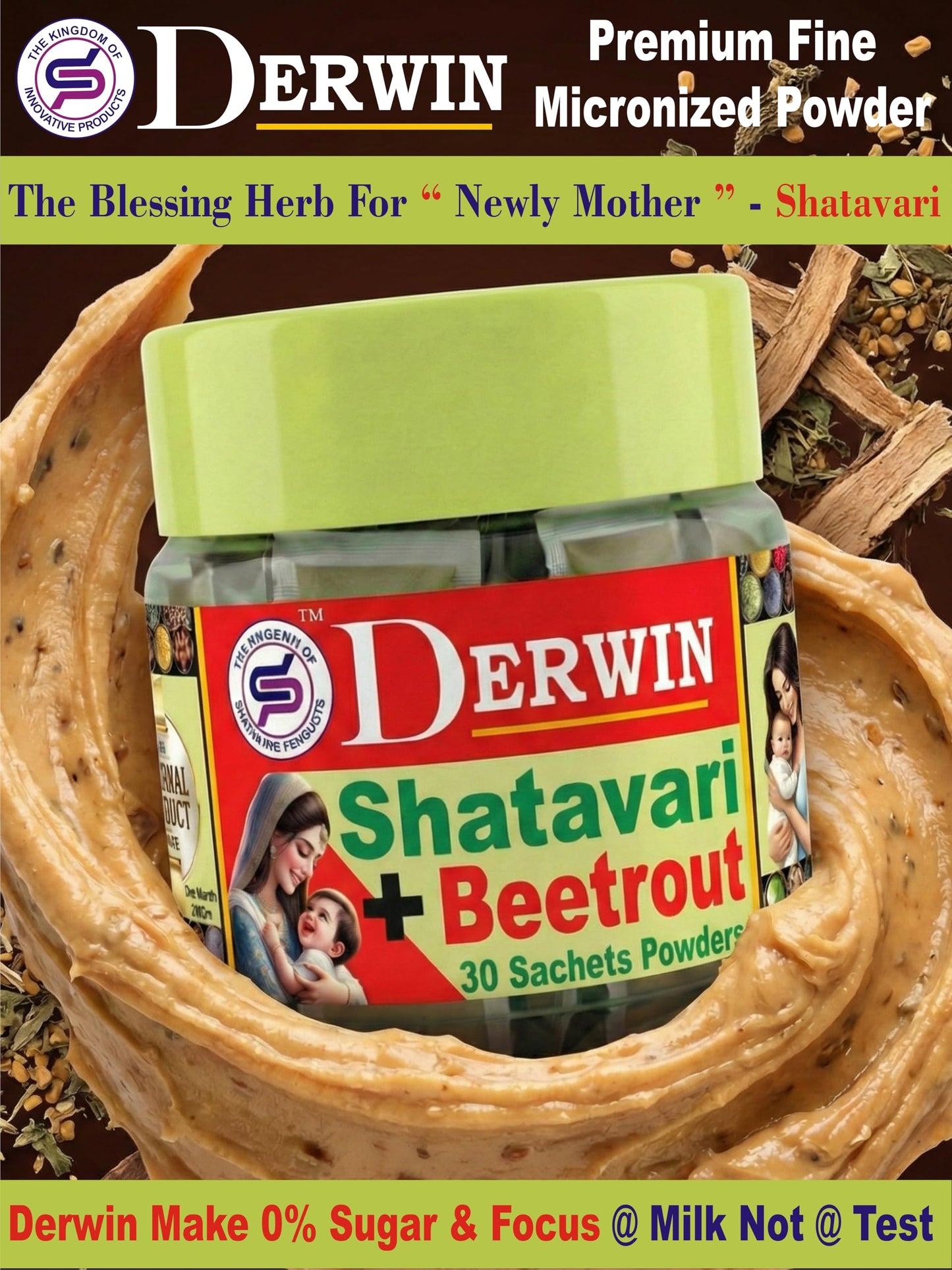 DERWIN Micronised Shatavari & Beetrout Powder | 100% Ultra Fine Herbs & 0% Sugar | Others Brands 20% Shatavari + 80% Sugar | Ultra Micronise Technology | Milk Booster for New Mothers | Female Tonic And Herbal Health Suppliment | Natural Lactation Supprt |