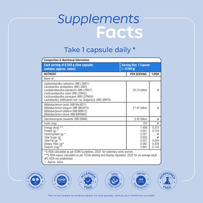 Arth Gut Health Capsules | Prebiotic & Probiotic Supplement with 60 Billion CFUs | Helps with Digestive Health, Gut Balance, Bowel Regularity, Bloating & Gas | Supports Immunity| 30N Veg