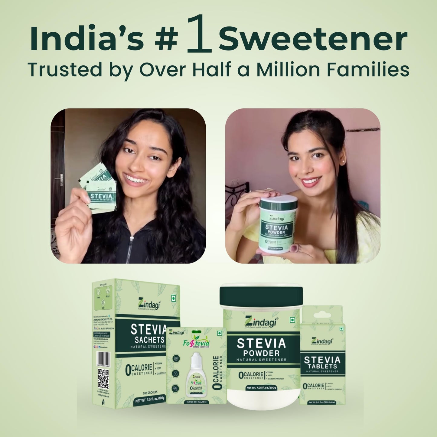 Zindagi Stevia Powder Sugar | Natural Sweetener | Zero Calorie Sugar Substitute | Keto & Veg Sugar | 200gm