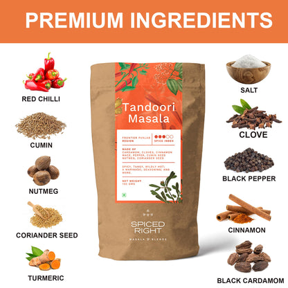 Spiced Right Tandoori Masala: 200g of Rich, Smoky Powder Masala with Garlic for Tikka, Tandoori Chicken & Paneer – Vibrant Red, Perfect for Marinating.