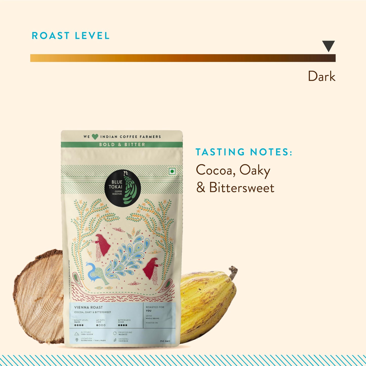 Blue Tokai Coffee Roasters Vienna Roast - Dark Roast | Moka Pot Coffee Grind 250g | Rich Taste & Aroma | 100% Arabica Beans | Specialty Coffee | Freshly Roasted Ground Coffee