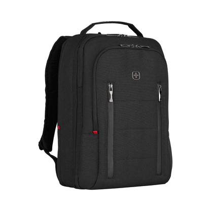 Wenger CITY TRAVELER Laptop Backpack for 16 Inch Laptop & 12 Inch Tablet Pocket, Doubles as an overnighter in Black (16 Litre)-blend of style & function, Swiss designed, 606490