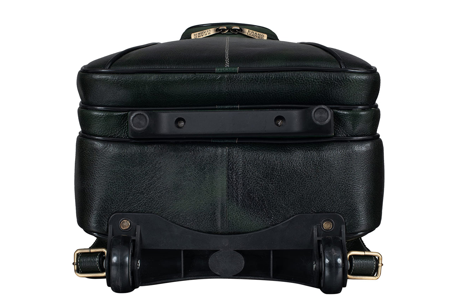 BRAND LEATHER Rolling Backpack Wheeled Laptop Backpack for Travel, Carryon Trolley Luggage Suitcase Compact Business Bag Student Laptop Bag for Men Women (Green)