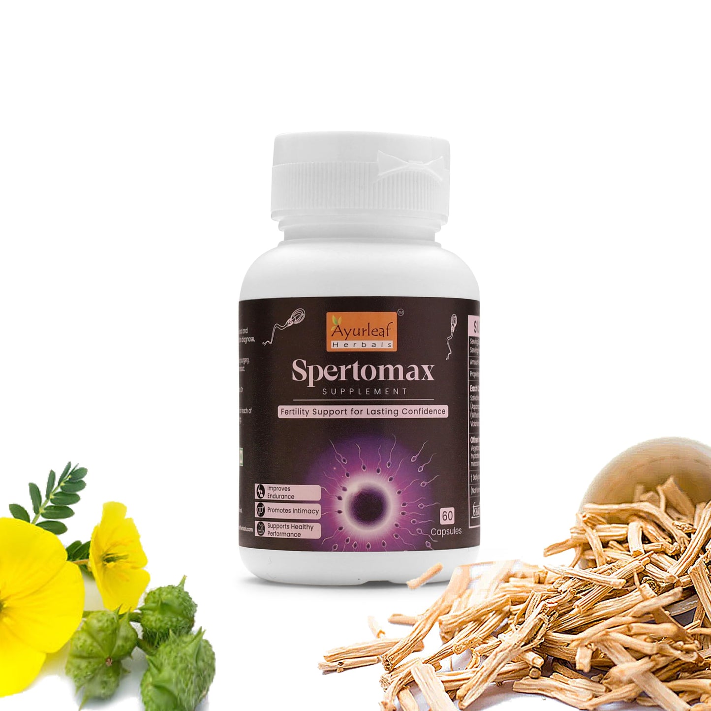 Ayurleaf Herbals- Spertomax Extract Blended Capsules 480mg 60 Veggie capsules - Improve Your Fertility Naturally