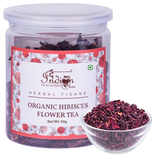 The Indian Chai - Organic Hibiscus Flower Tea 50g | Hibiscus sabdariffa/Gudhal Phool | Caffeine-Free Herbal Tisane | Rich in Vitamin C & Antioxidants | May Support Heart, BP & Skin Wellness