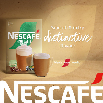 NESCAFÉ Irish Latte Instant Coffee 7 Sachets, 100percent Responsibly Sourced Coffee Pack of 1