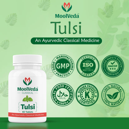 Moolveda Tulsi Tablets | Use For Natural Immunity Booster | Pure Herbs for Respiratory Wellness | 60 Veg Tabltes