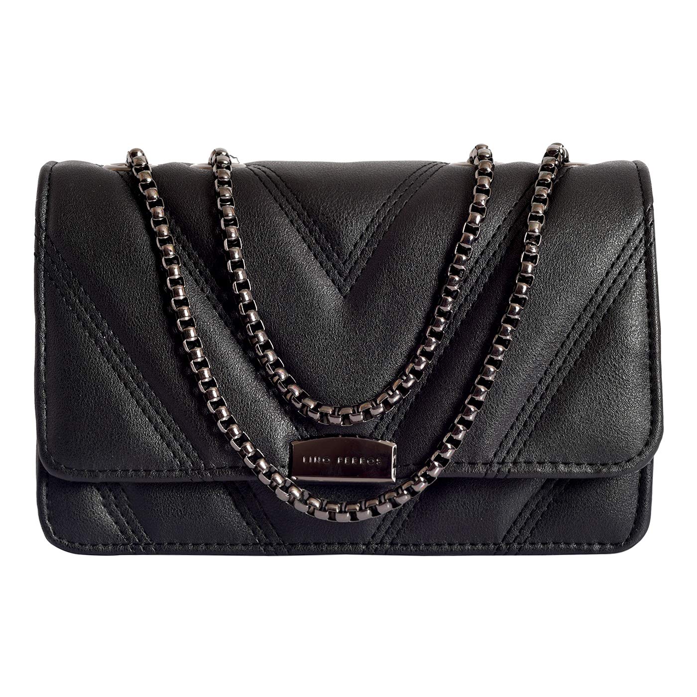 Lino Perros Women's Black Leatherette Satchel (Black)
