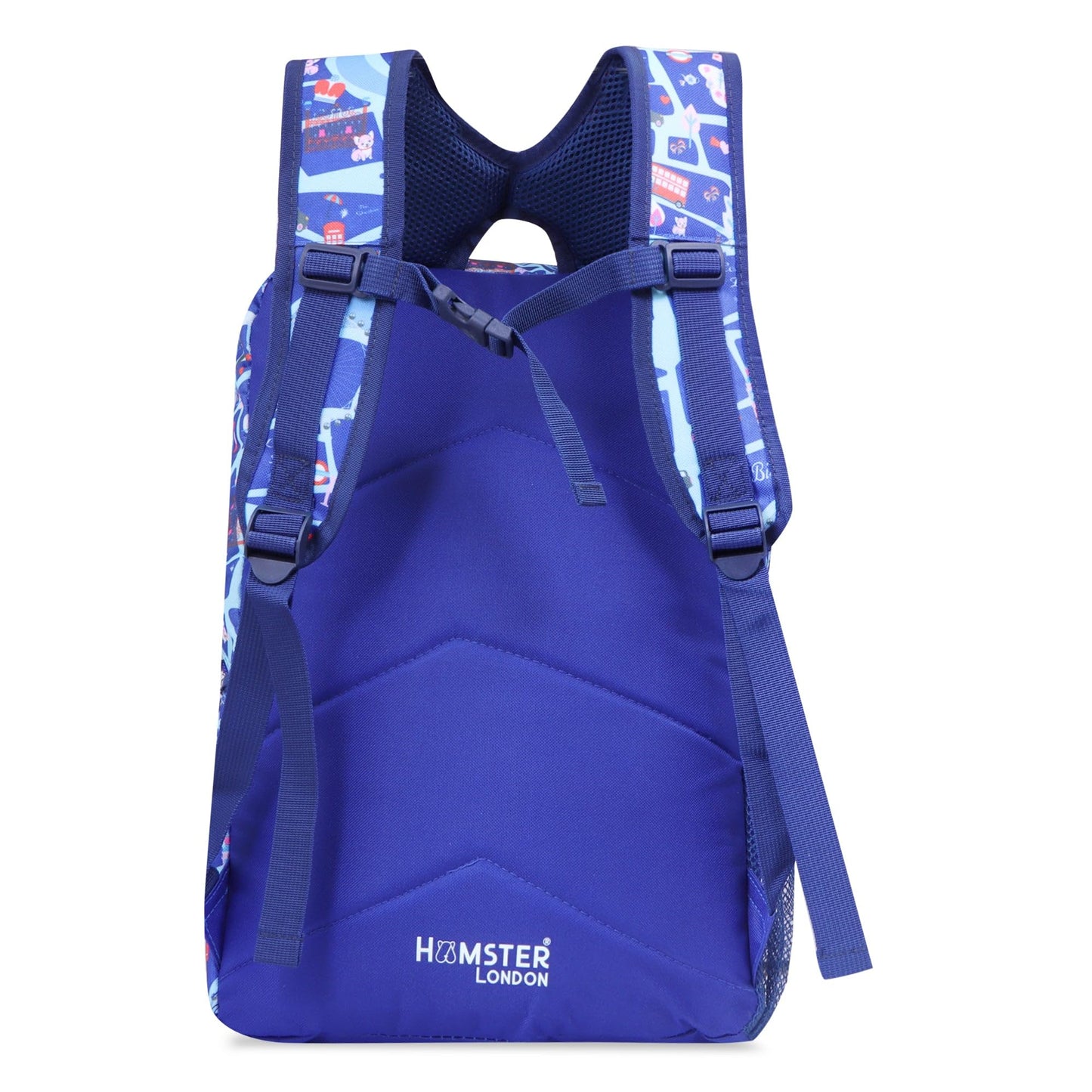 HAMSTER LONDON Royal London Backpack Jumbo – 15.9L Spacious & Stylish Blue Back| Durable PU Material, Water-Resistant | 3 Zipped Compartments & Padded Straps(L12cm x W5cm x H17cm)