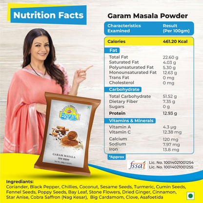 Spyran Garam Masala Powder with 100% Natural Ingredients, No Onion Garlic, and No Salt, Authentic Indian Spices 200 grams