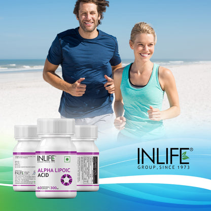 INLIFE Alpha Lipoic Acid ALA 300mg, Universal Antioxidant Supplement, Nerve Health & Energy Support, Men Women, 60 Veg Capsules (Pack of 1, 60)