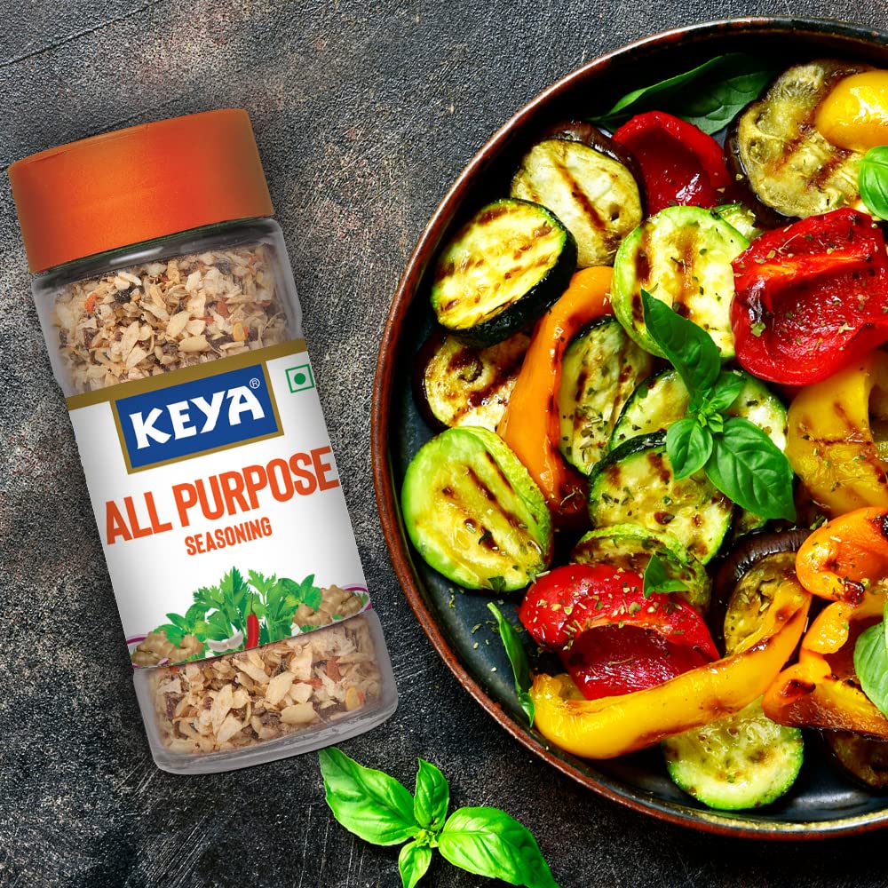 Keya All Purpose Seasoning 60gm l Natural & Healthy Spice Blend for Pizza, Pasta| Glass Bottle | Premium Herbs and Spices, 60gm